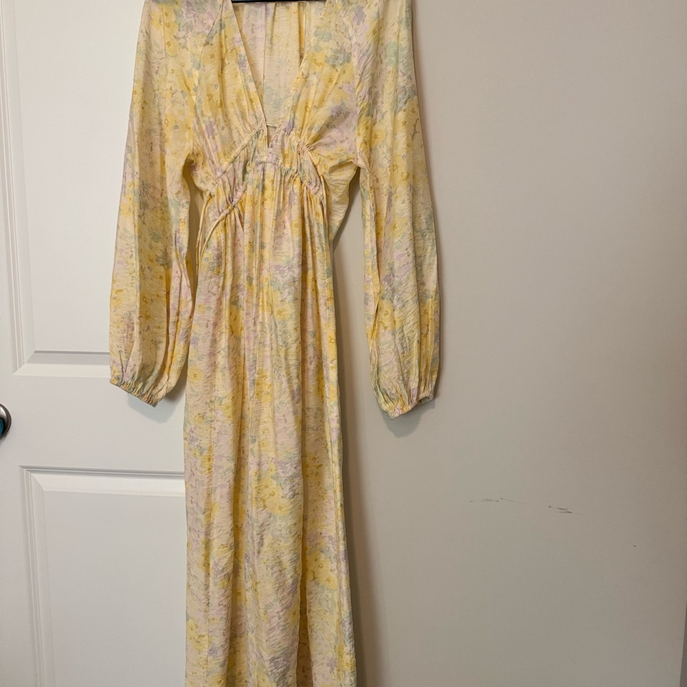 H&M Yellow Floral Long Sleeve Dress